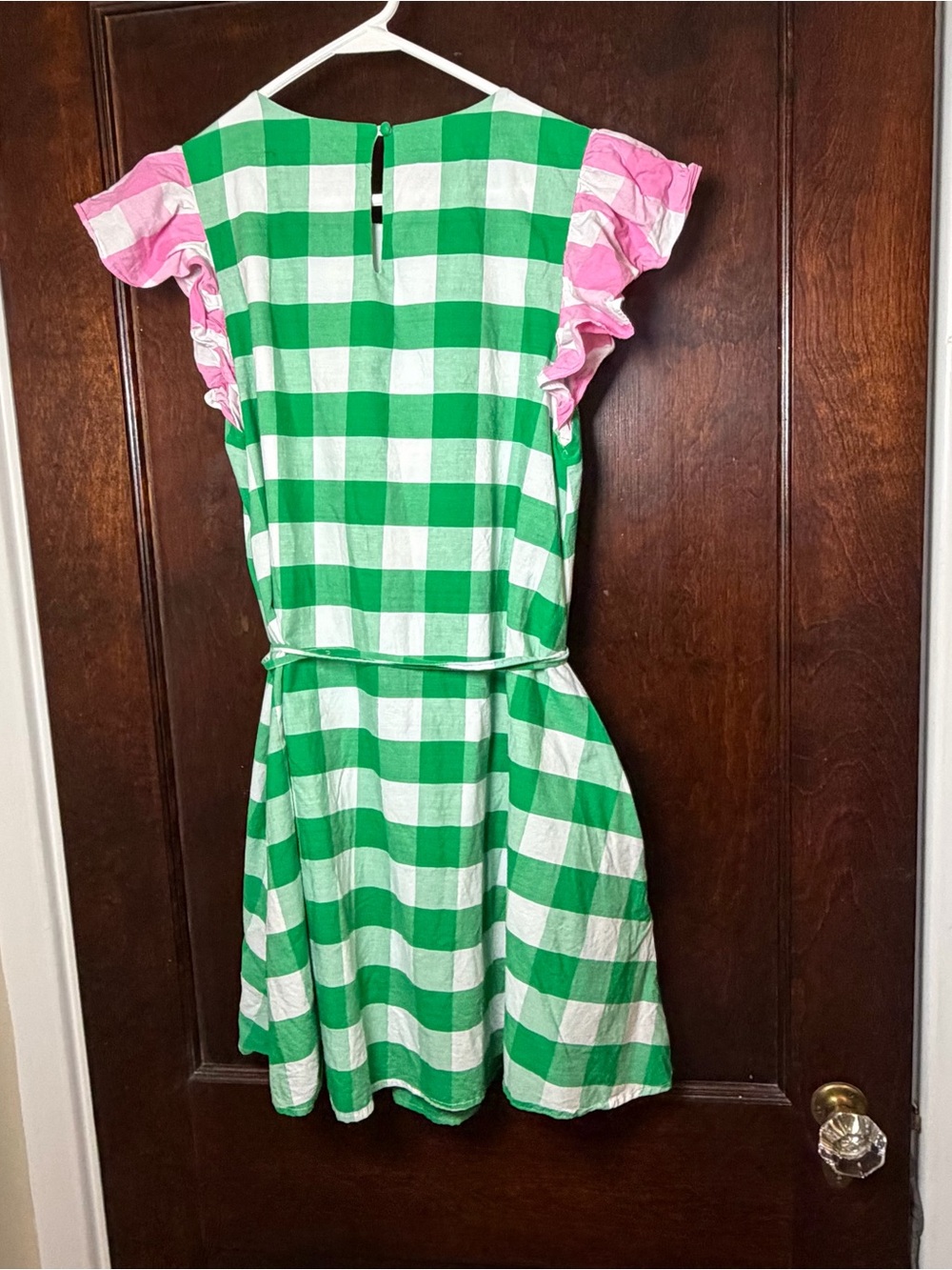 Gingham Dress Size Small Green Pink White Cotton Fit & Flare Preppy Summer Aura - Picture 2 of 8